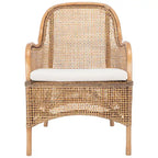 Coastal Rattan Accent Chair with Cushion - 23.4 W x 24.8 L x 32.7 H - 23Wx25Dx33H