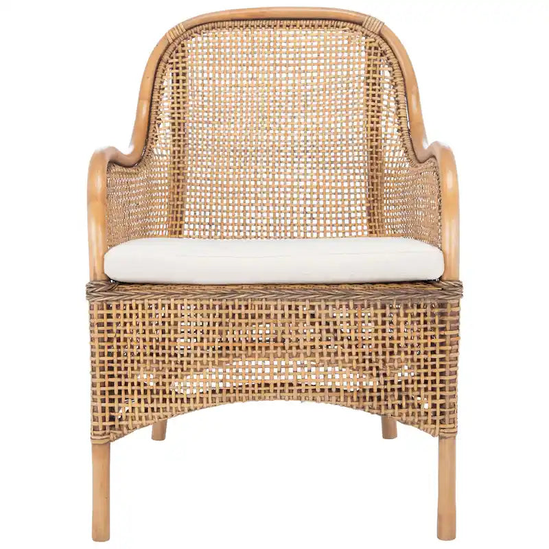 Coastal Rattan Accent Chair with Cushion - 23.4 W x 24.8 L x 32.7 H - 23Wx25Dx33H