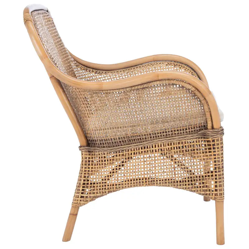 Coastal Rattan Accent Chair with Cushion - 23.4 W x 24.8 L x 32.7 H - 23Wx25Dx33H