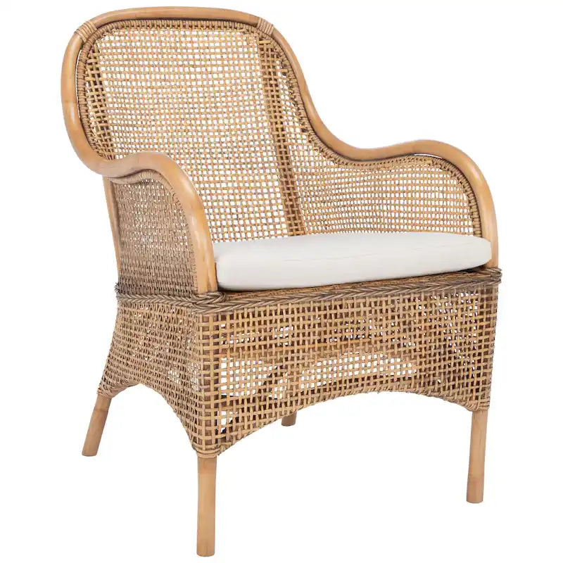 Coastal Rattan Accent Chair with Cushion - 23.4 W x 24.8 L x 32.7 H - 23Wx25Dx33H