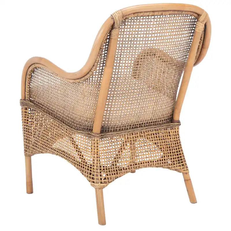Coastal Rattan Accent Chair with Cushion - 23.4 W x 24.8 L x 32.7 H - 23Wx25Dx33H