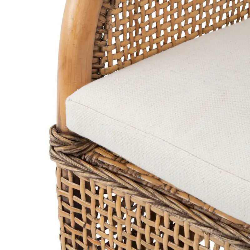 Coastal Rattan Accent Chair with Cushion - 23.4 W x 24.8 L x 32.7 H - 23Wx25Dx33H