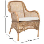 Coastal Rattan Accent Chair with Cushion - 23.4 W x 24.8 L x 32.7 H - 23Wx25Dx33H