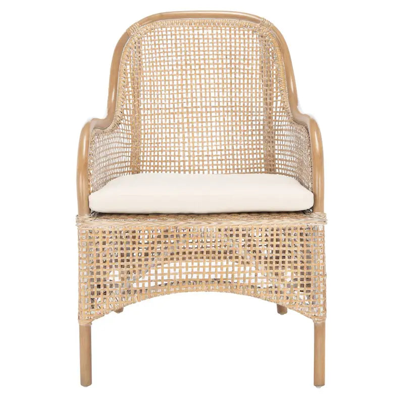 Coastal Rattan Accent Chair with Cushion - 23.4 W x 24.8 L x 32.7 H - 23Wx25Dx33H