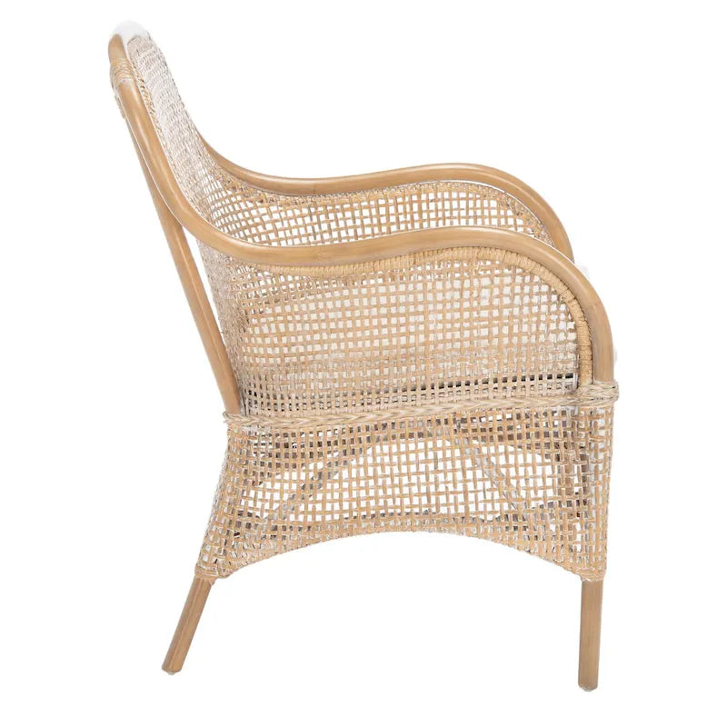 Coastal Rattan Accent Chair with Cushion - 23.4 W x 24.8 L x 32.7 H - 23Wx25Dx33H