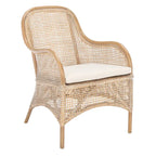 Coastal Rattan Accent Chair with Cushion - 23.4 W x 24.8 L x 32.7 H - 23Wx25Dx33H