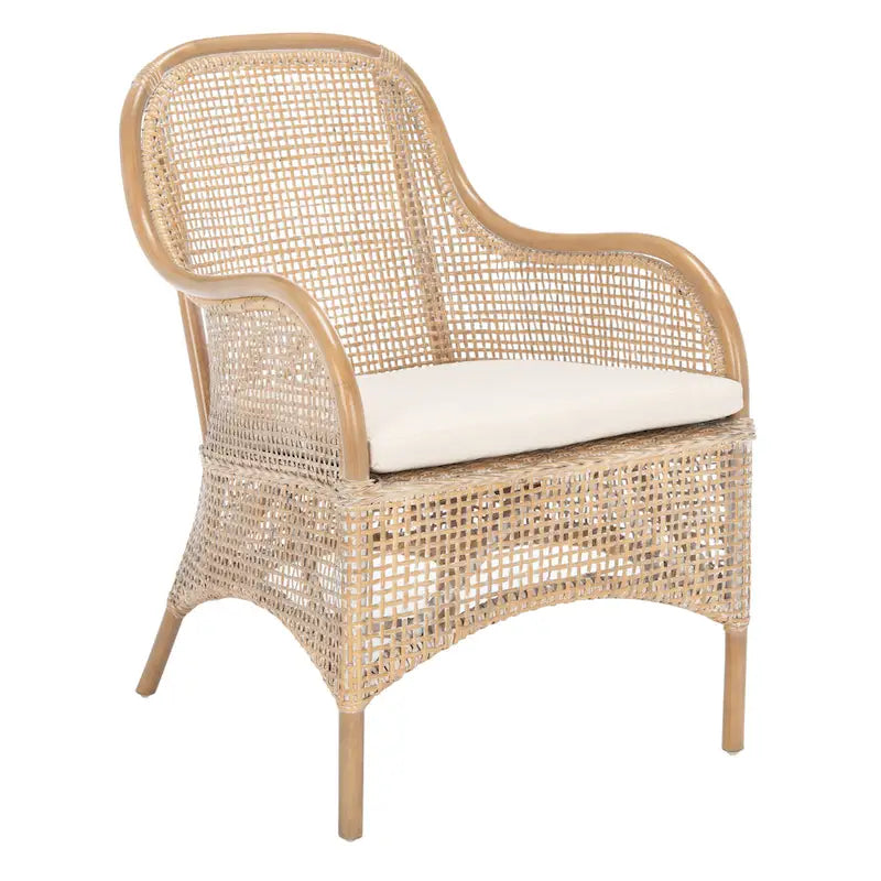Coastal Rattan Accent Chair with Cushion - 23.4 W x 24.8 L x 32.7 H - 23Wx25Dx33H