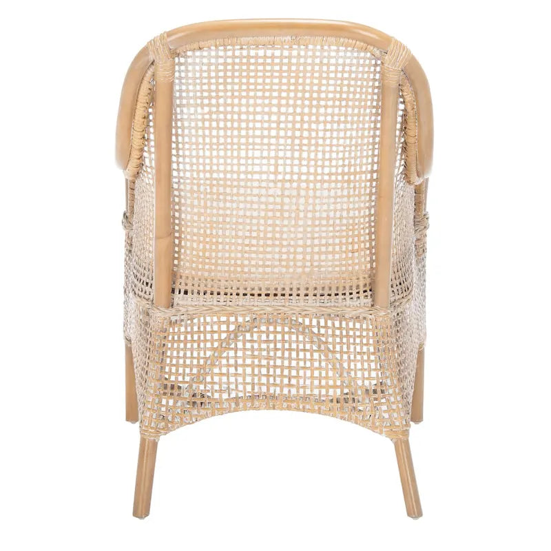 Coastal Rattan Accent Chair with Cushion - 23.4 W x 24.8 L x 32.7 H - 23Wx25Dx33H