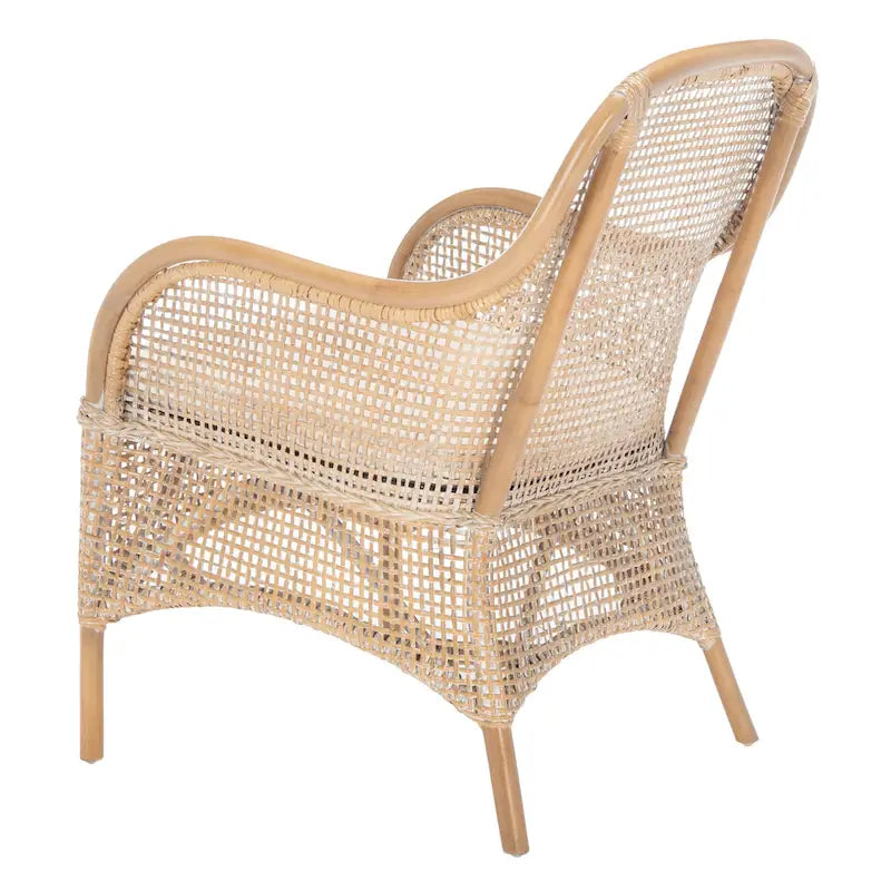 Coastal Rattan Accent Chair with Cushion - 23.4 W x 24.8 L x 32.7 H - 23Wx25Dx33H