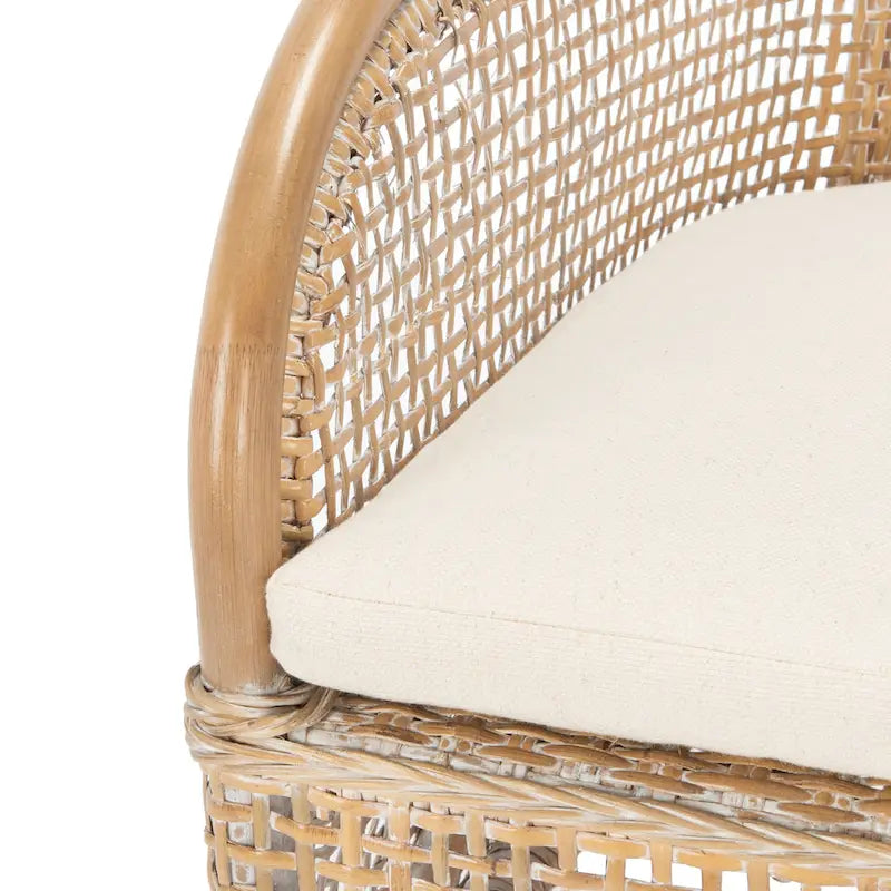 Coastal Rattan Accent Chair with Cushion - 23.4 W x 24.8 L x 32.7 H - 23Wx25Dx33H
