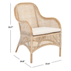 Coastal Rattan Accent Chair with Cushion - 23.4 W x 24.8 L x 32.7 H - 23Wx25Dx33H