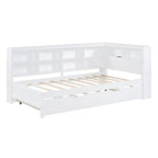 Twin/Full Size Daybed with Twin Trundle, Daybed with Storage Shelf and USB Charging Ports