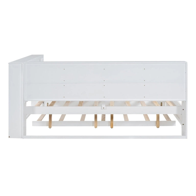 Twin/Full Size Daybed with Twin Trundle, Daybed with Storage Shelf and USB Charging Ports