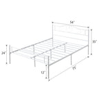 Full Size Metal Bed Bed Frame with Headboard and Footboard, White