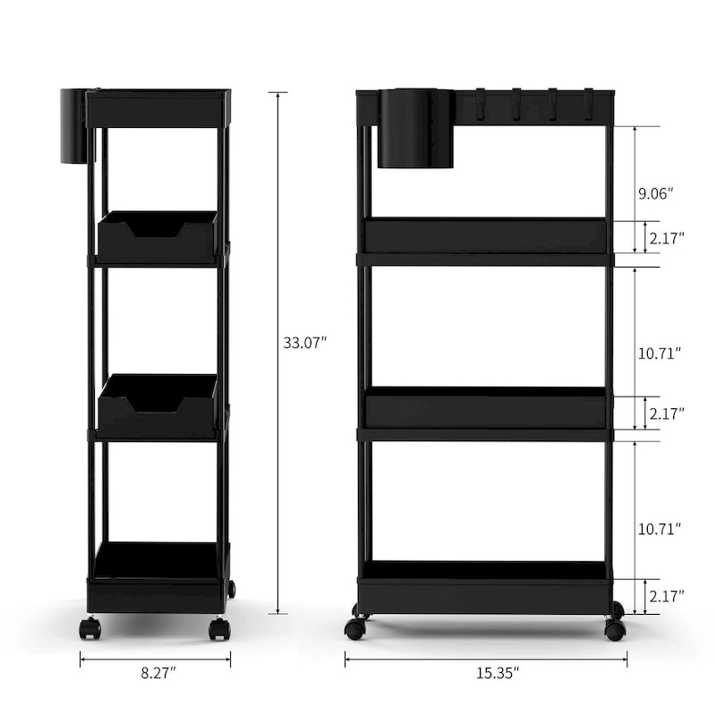 4-Tier Slim Rolling Pull-Out Storage Utility Cart with Wheels