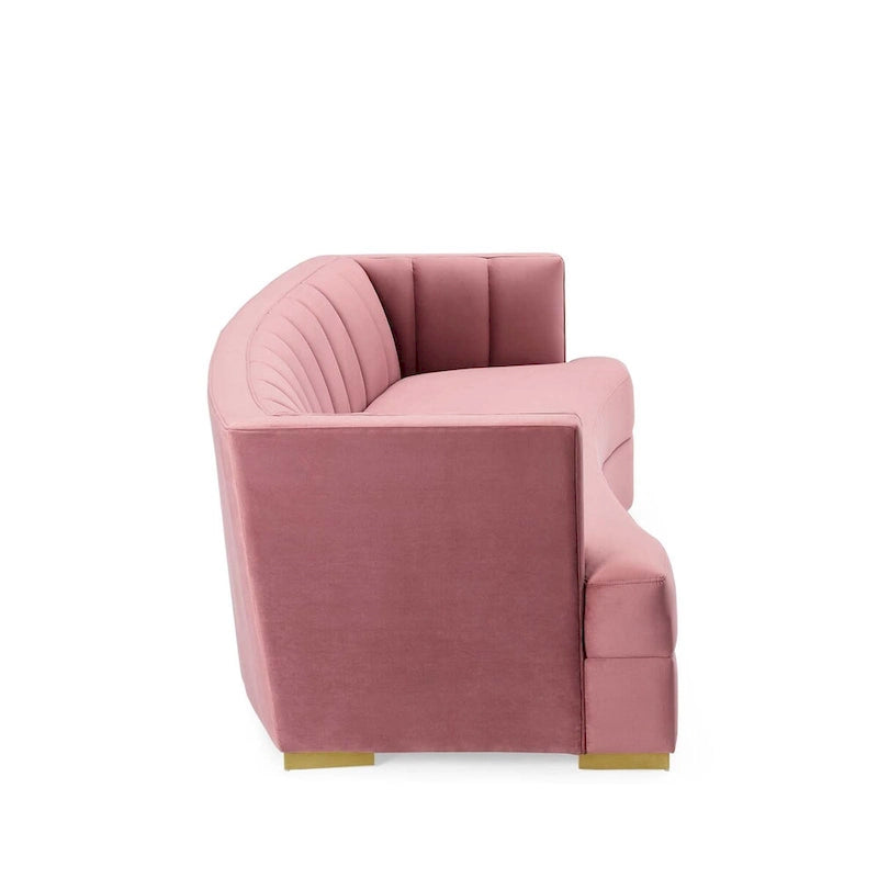 Channel Tufted Performance Velvet Curved Sofa