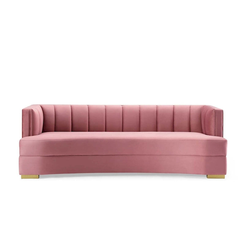 Channel Tufted Performance Velvet Curved Sofa