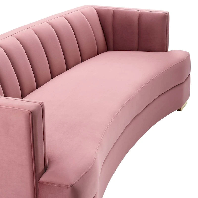 Channel Tufted Performance Velvet Curved Sofa