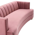 Channel Tufted Performance Velvet Curved Sofa