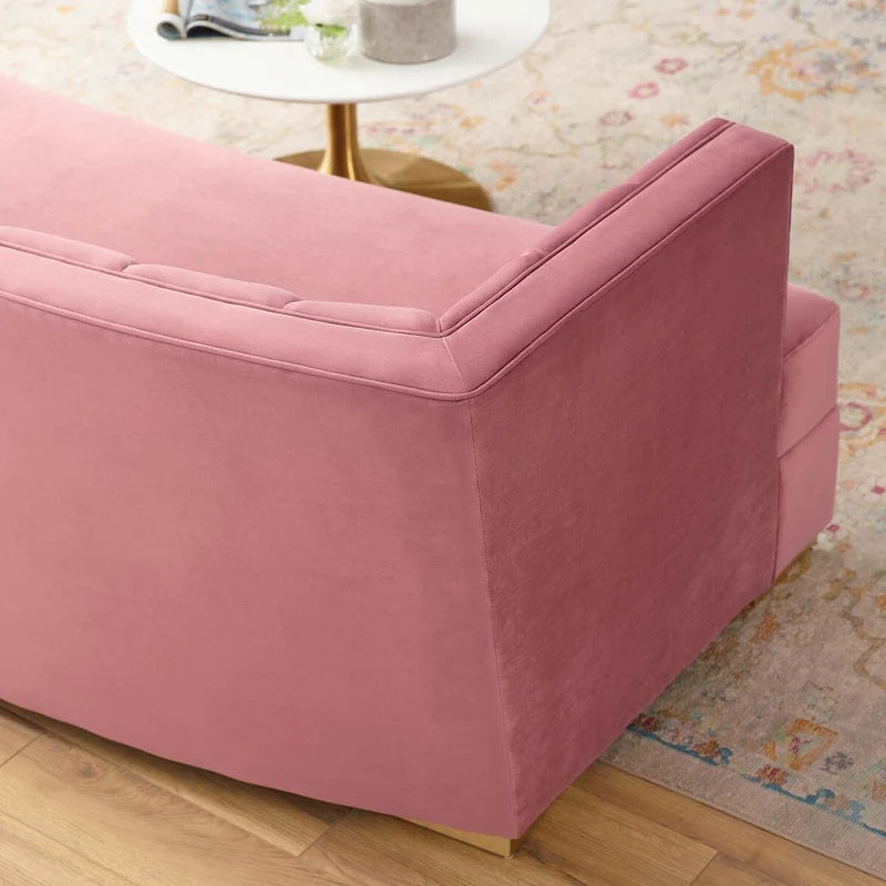 Channel Tufted Performance Velvet Curved Sofa