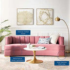 Channel Tufted Performance Velvet Curved Sofa