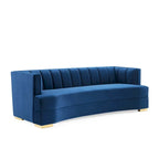 Channel Tufted Performance Velvet Curved Sofa