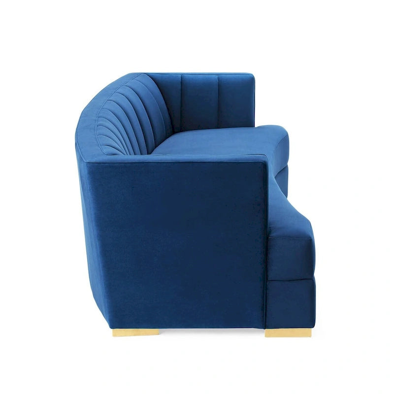Channel Tufted Performance Velvet Curved Sofa