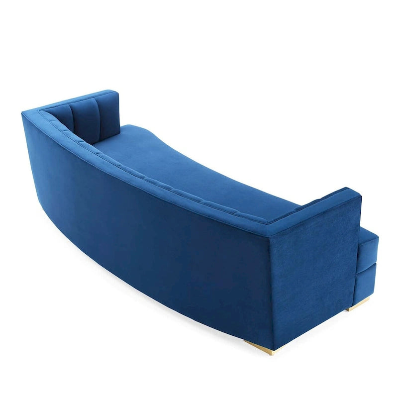 Channel Tufted Performance Velvet Curved Sofa