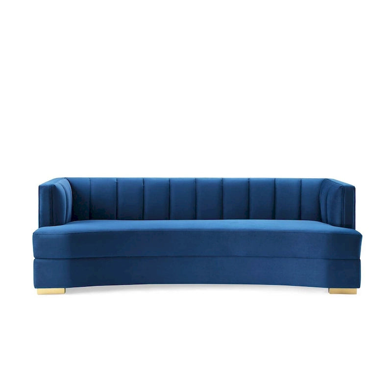 Channel Tufted Performance Velvet Curved Sofa