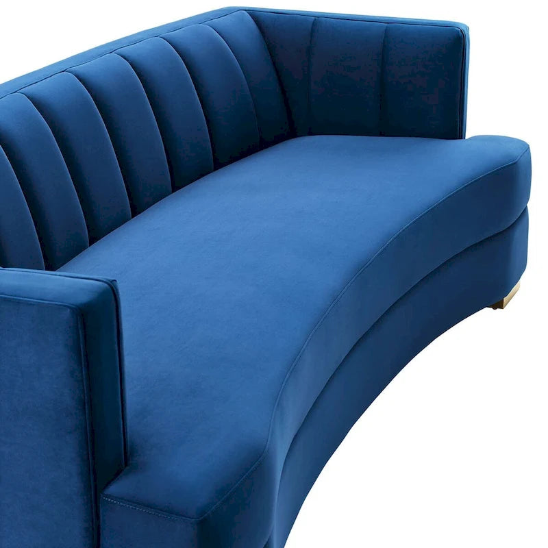 Channel Tufted Performance Velvet Curved Sofa