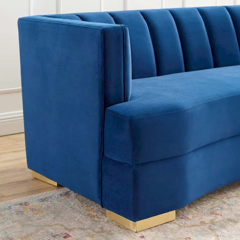 Channel Tufted Performance Velvet Curved Sofa