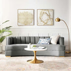Channel Tufted Performance Velvet Curved Sofa