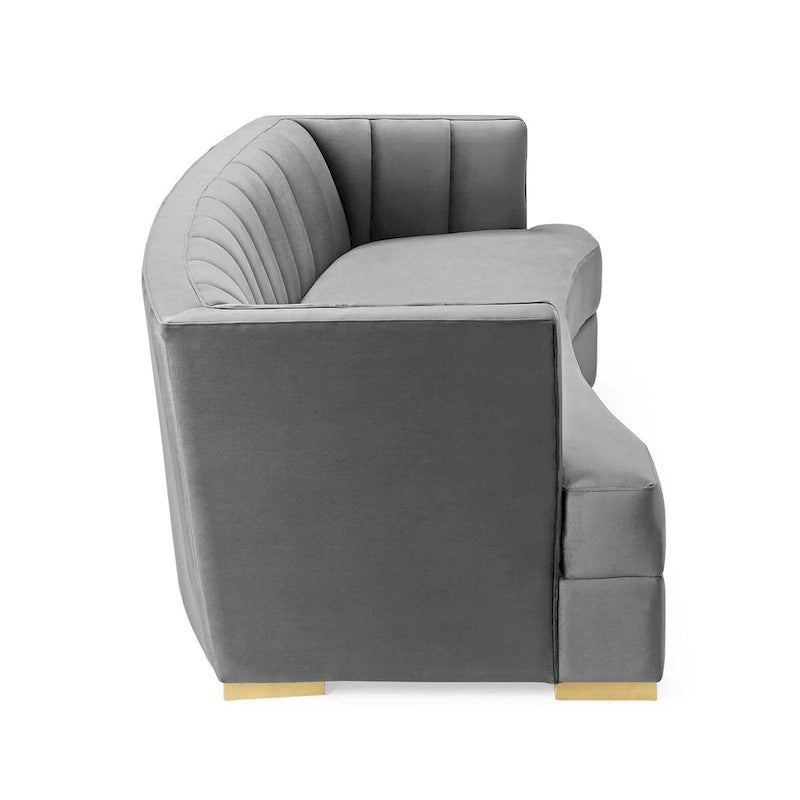 Channel Tufted Performance Velvet Curved Sofa