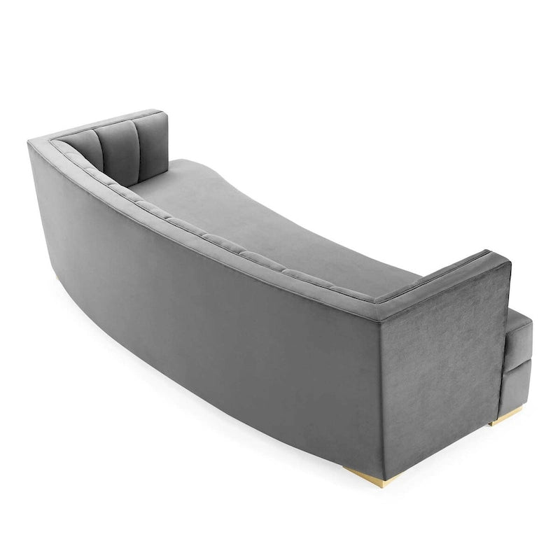 Channel Tufted Performance Velvet Curved Sofa
