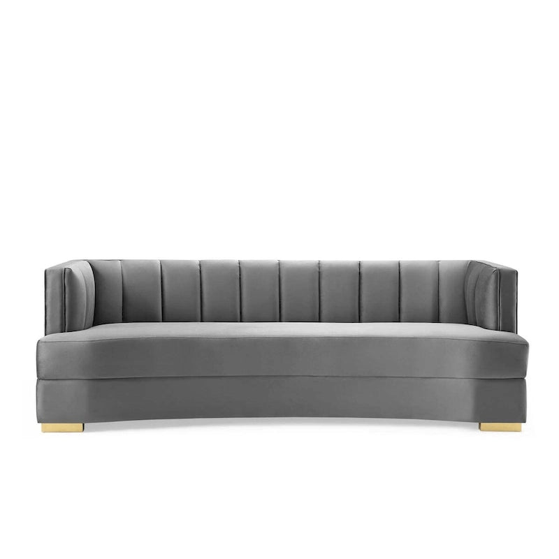 Channel Tufted Performance Velvet Curved Sofa