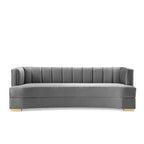 Channel Tufted Performance Velvet Curved Sofa