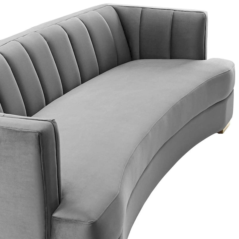 Channel Tufted Performance Velvet Curved Sofa