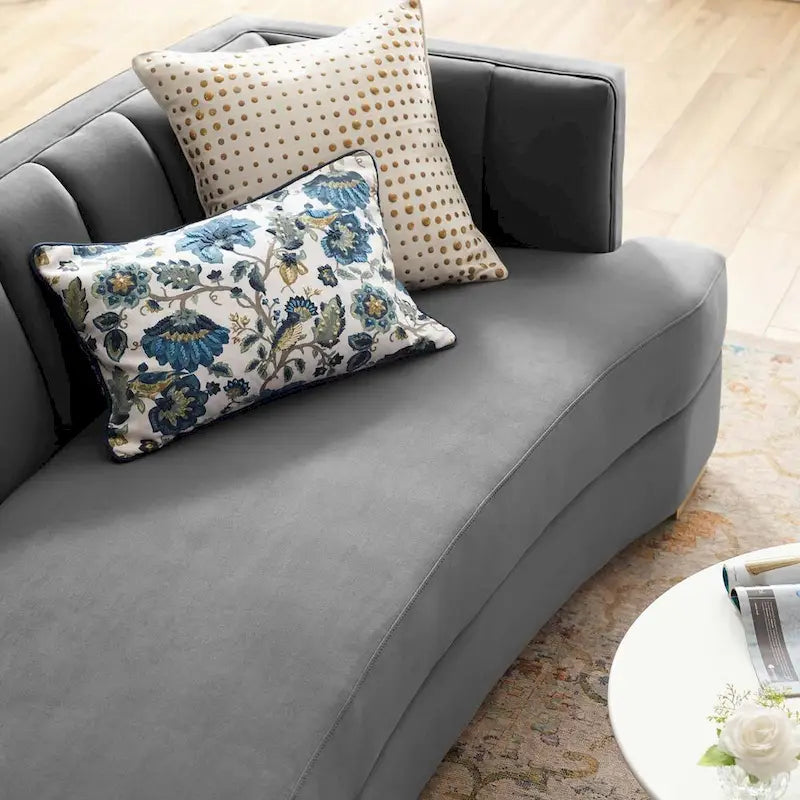 Channel Tufted Performance Velvet Curved Sofa