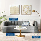 Channel Tufted Performance Velvet Curved Sofa