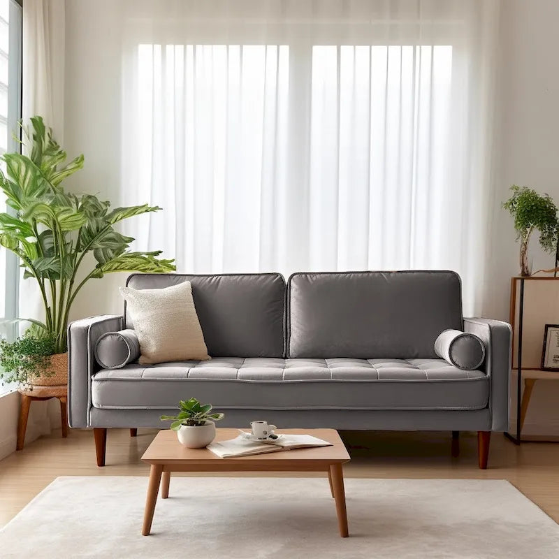 70 Velvet Square Arm Sofa