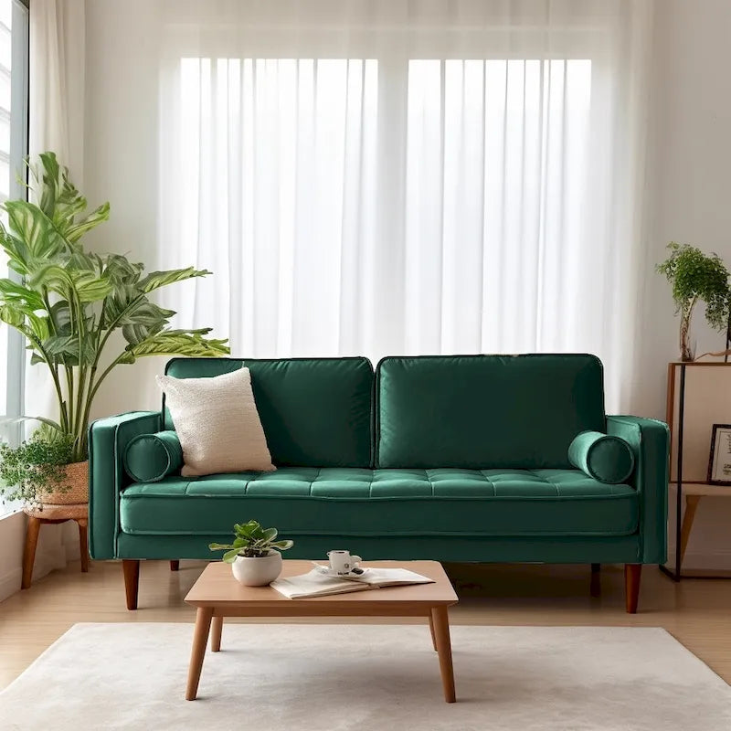 70 Velvet Square Arm Sofa
