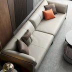 Faux Leather Pillow Top Arm Sofa with Reversible Cushions - three seat