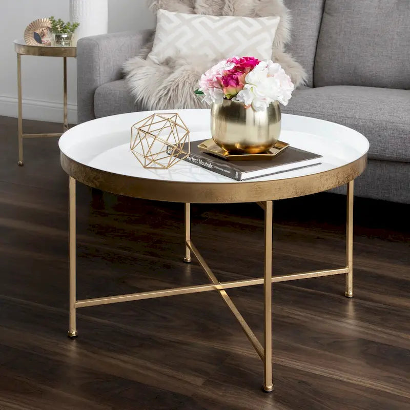 Round Metal Coffee Table - 28.25x28.25x19