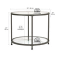 Glass with Metal Frame Round Modern Glass End Table