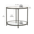 Glass with Metal Frame Round Modern Glass End Table