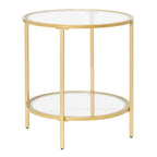 Glass with Metal Frame Round Modern Glass End Table
