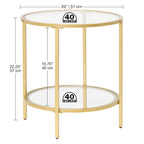 Glass with Metal Frame Round Modern Glass End Table