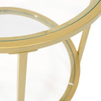 Glass with Metal Frame Round Modern Glass End Table