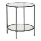 Glass with Metal Frame Round Modern Glass End Table
