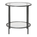 Glass with Metal Frame Round Modern Glass End Table